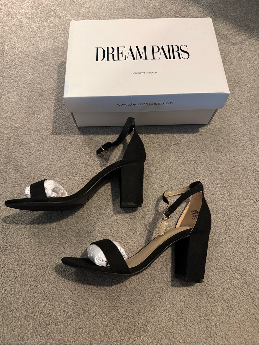 Dream Pairs Black Ankle Strap Block Heel Sandals